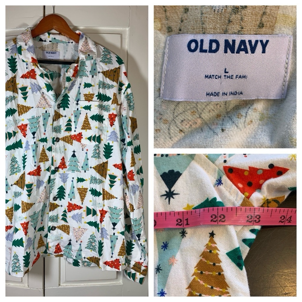 Old Navy Christmas Tree Pajama Top‎ Only Men Large Match The Fam Holiday